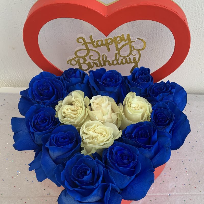 Blue roses White roses, heart arrangement Birthday arrangement